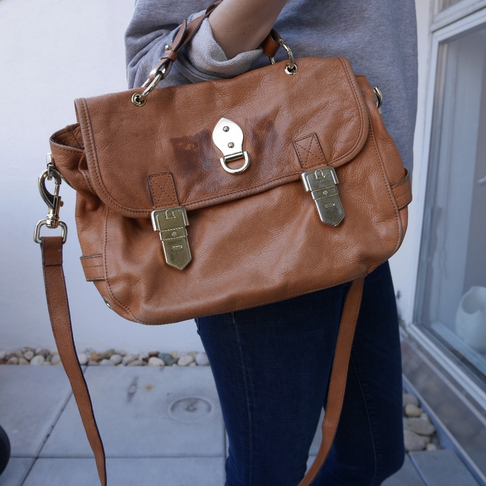 Mulberry Tan Leather Cross Body Satchel Gold